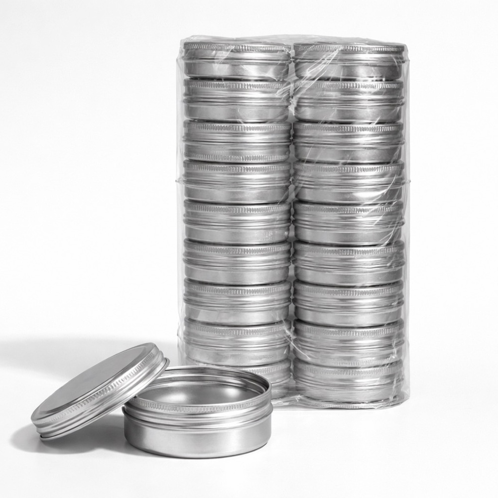 Set of 20 Aluminum Screw-Top Tins - Travel, DIY, Candle & Craft Storage NWT